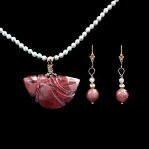 Inca Rose Rhodochrosite Sculpted Wire Wrapped Set